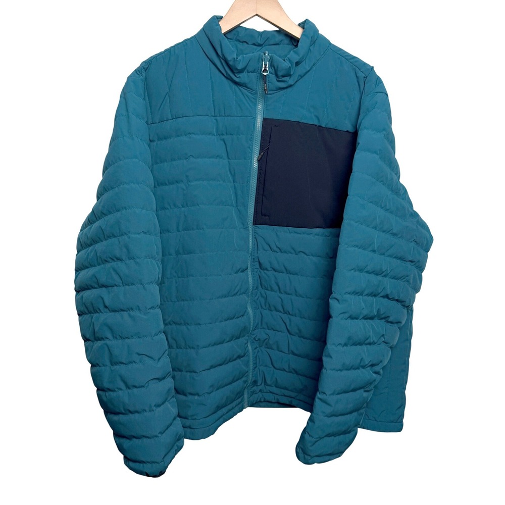 Lands' End Women Puffer Down Jacket XXL Blue Quilted Coat Fall Winter Gorpcore